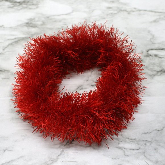 HAND CRAFTED Dog Faux Fur Eyelash Yarn Collar Scarf Red Fuzzy Colorful - Picture 2 of 8